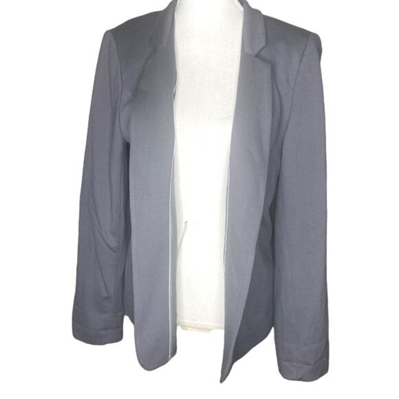 41 HAWTHORN Wm’s Sz Lrg Gray Stretch Woven Notch Collar Open Blazer - Picture 1 of 4